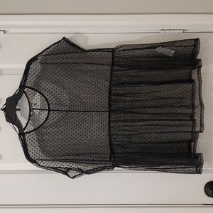 ZARA Women's black see through short sleeve top M